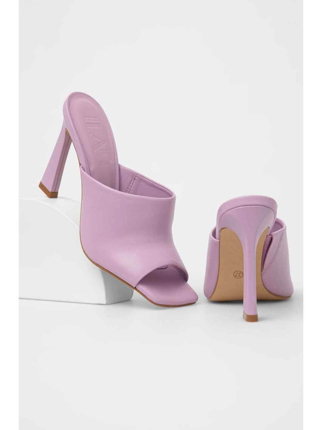 Kožené pantofle Answear LAB dámské fialová barva na podpatku